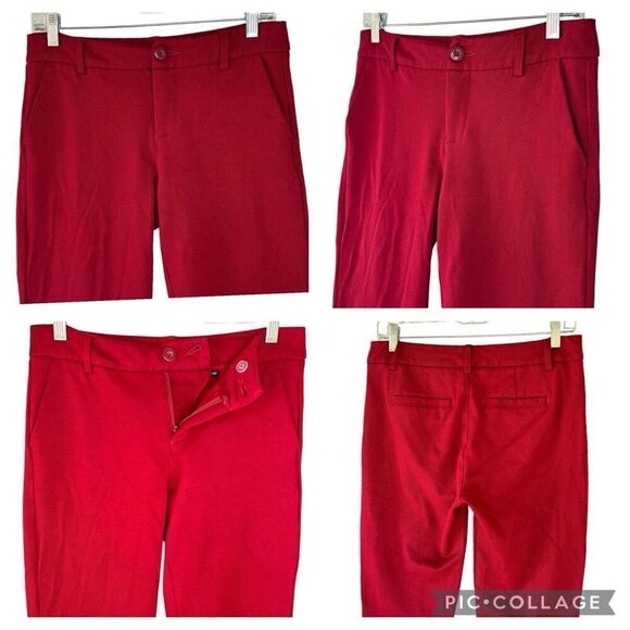 CAbi Ava Trousers Rhubarb Red Maroon Skinny Pants Slacks Pockets Split Cuff Sz 4 - Picture 4 of 8
